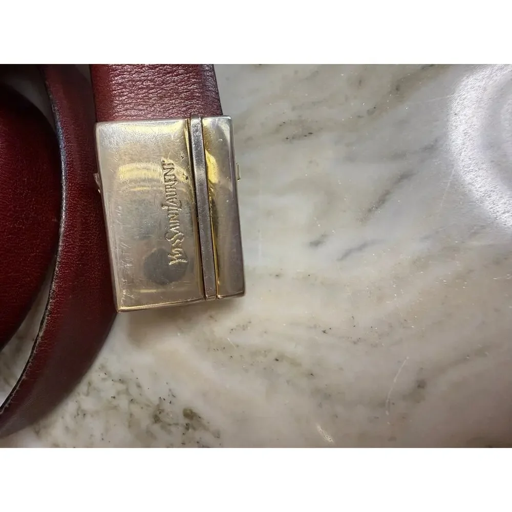 Vintage YSL Yves Saint Laurent Logo Belt Buckle Gold Tone